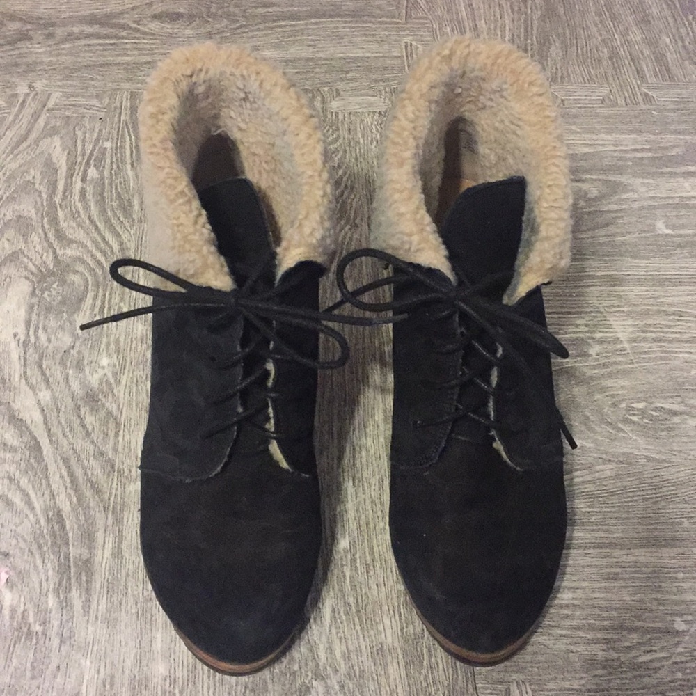 Caslon “Fur” Lined Wedge Bootie